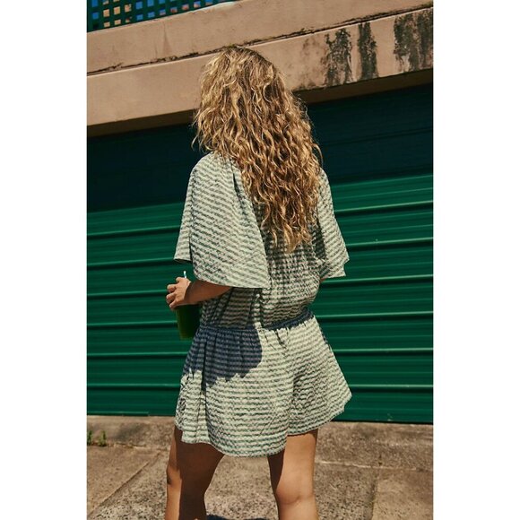 FREE PEOPLE County Line Plaid Romper in Green Combo Size X-Small NWT - Picture 13 of 13